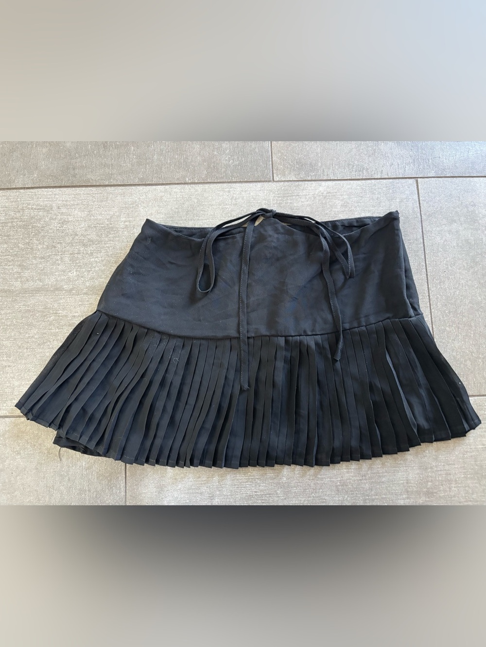 Outcast Black Pleated Mini Skirt with Waist Tie